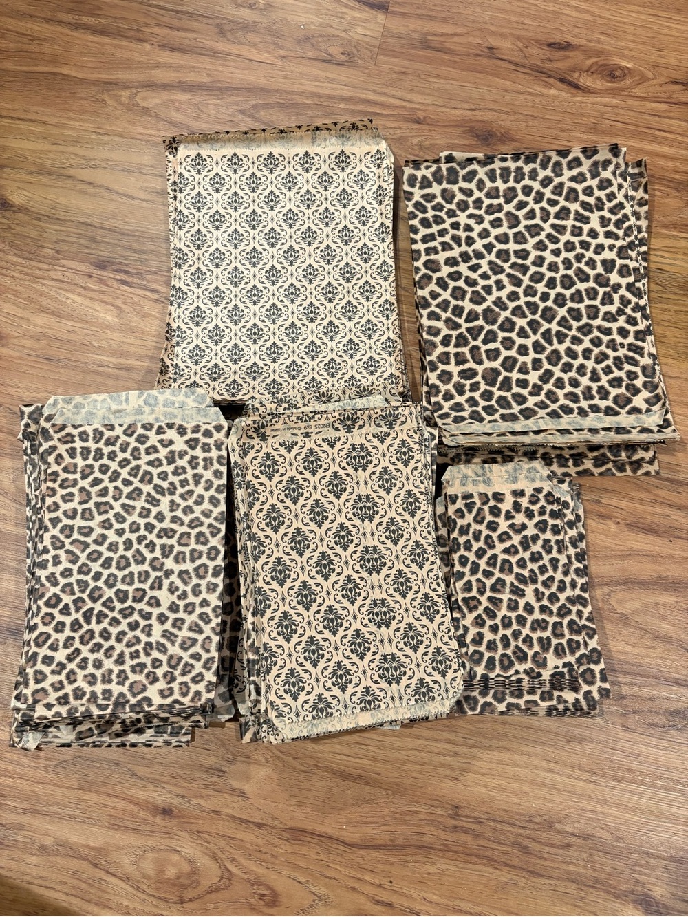 Gift Bag Lot -Leopard & Damask - Neutral Beige and Black